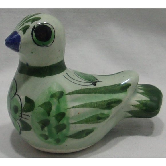 VTG Tanola Light & Dark Green Hand Painted Bird Signed "CAT" Mexico 2 3/4" - Picture 1 of 8